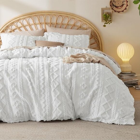 Boho Twin Duvet Cover – White, 68" x 90" (Comforter Insert Not Included) NWT - Picture 1 of 2
